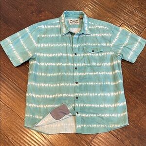 Howler Brothers Teal and White Tie-Dye Shirt